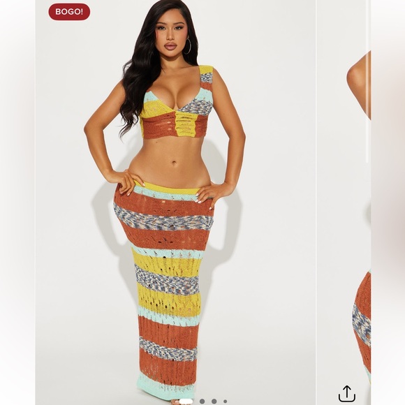 Fashion Nova Dresses & Skirts - Fashion Nova Colorful Crochet Skirt Set
